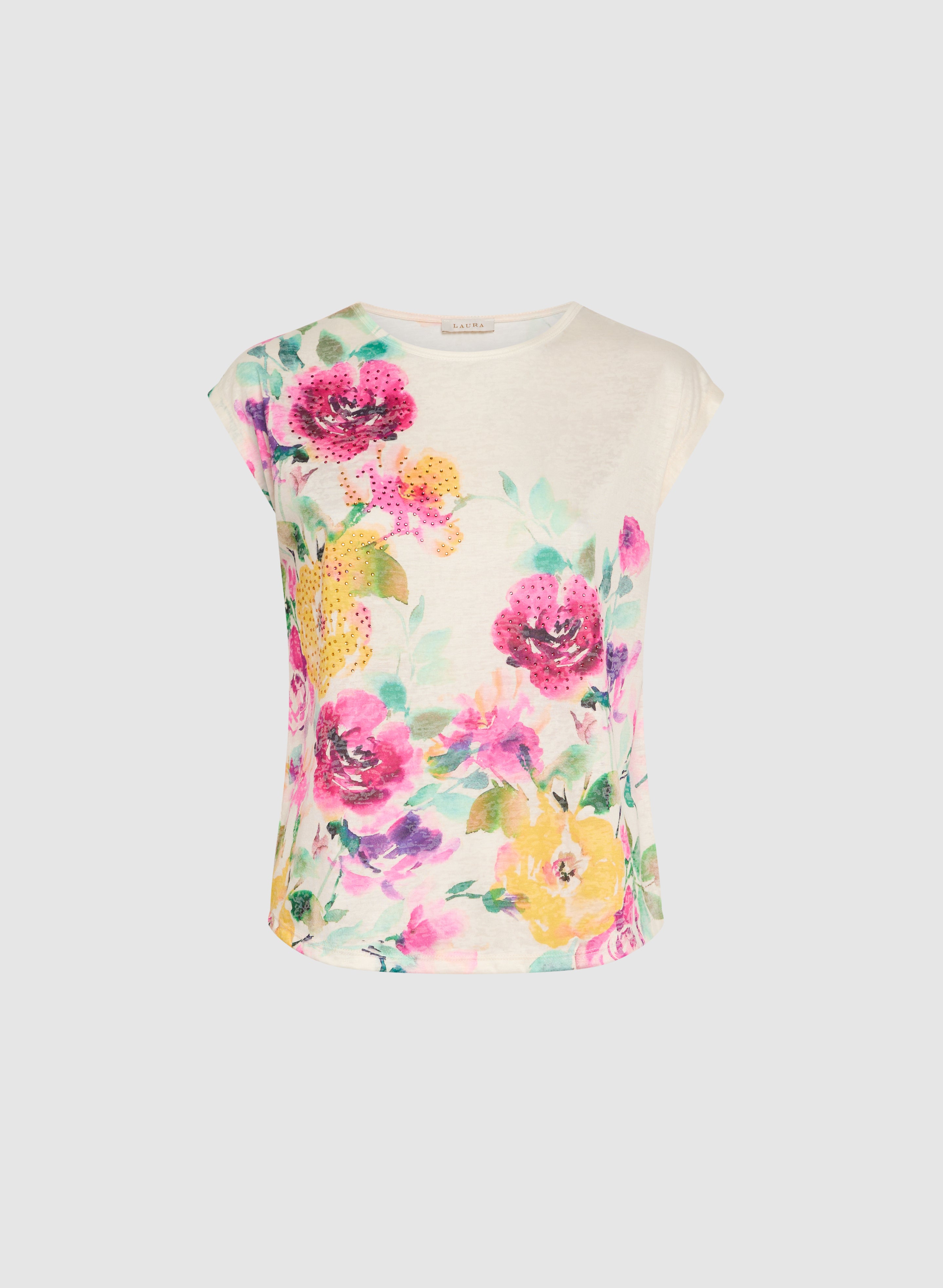 Floral Print T-Shirt for Women - Soft Cotton Casual Tee with All-Over Flower Design | Perfect for Summer Outfits, Beach Vacations & Everyday Wear