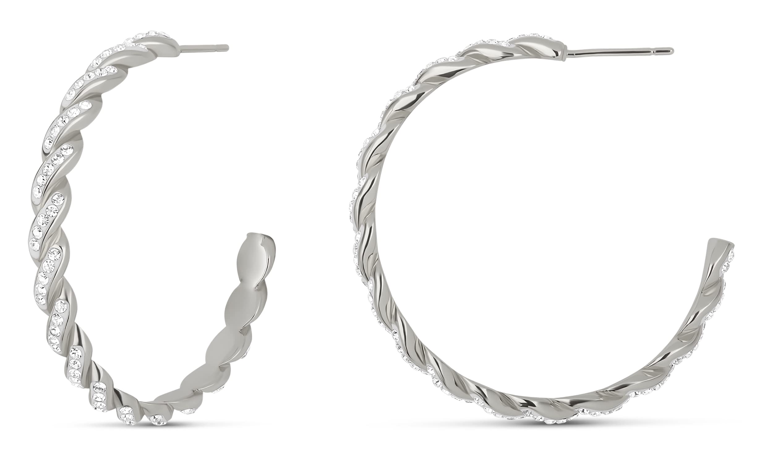 MILLA Small Hoop Earrings for Women - Rhinestone Studded Gold & Sterling Silver Huggie Hoops - Twisted Minimalist Hoop Earrings | Perfect for Everyday Wear, Date Night & Office Accessories