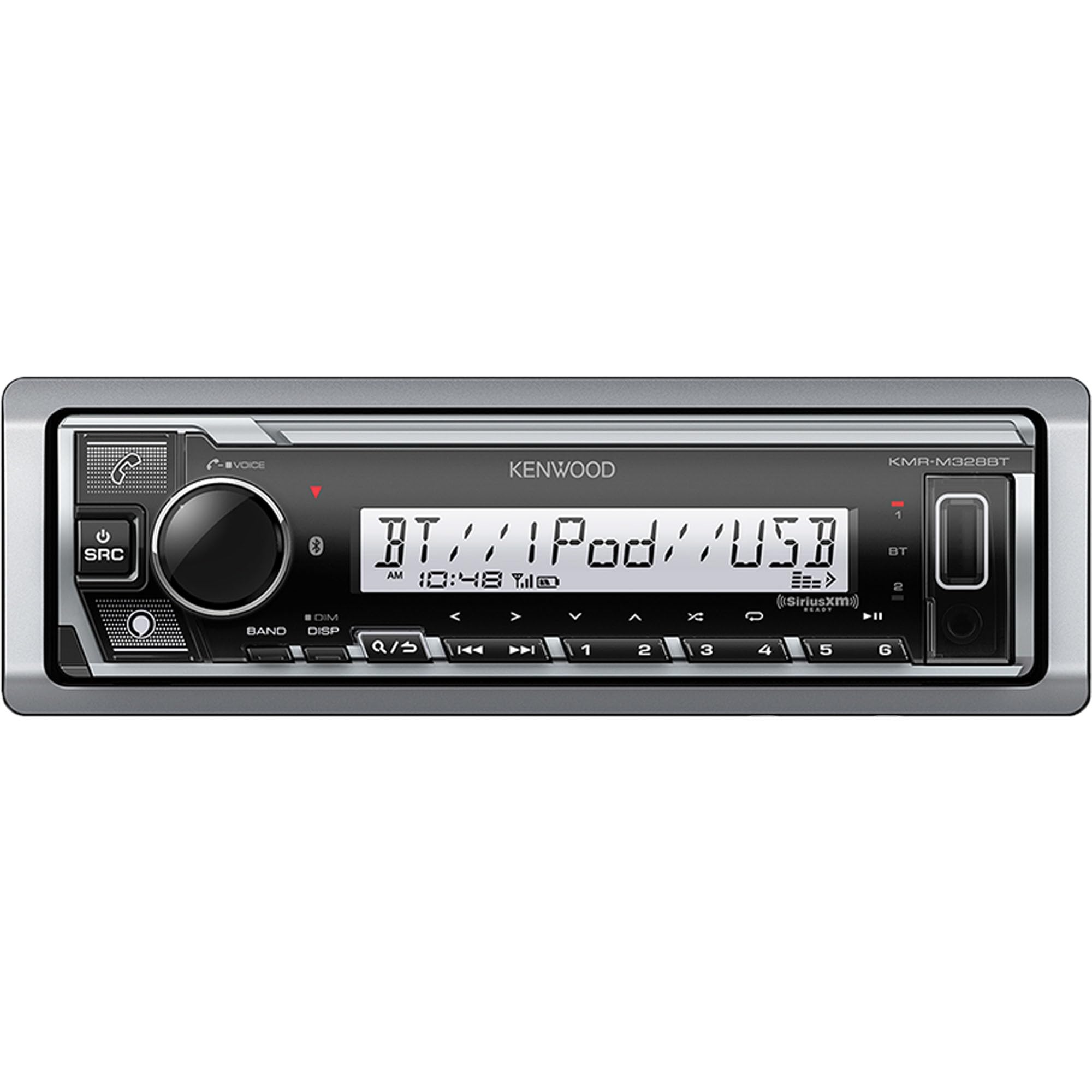 KENWOOD KMR-D382BT Single Din Car & Marine Stereo with Bluetooth, CD/USB/MP3/AUX, AM/FM Radio, SiriusXM Ready - Waterproof Audio System for Cars, Boats & Outdoor Adventures (Includes Receiver & Speakers)