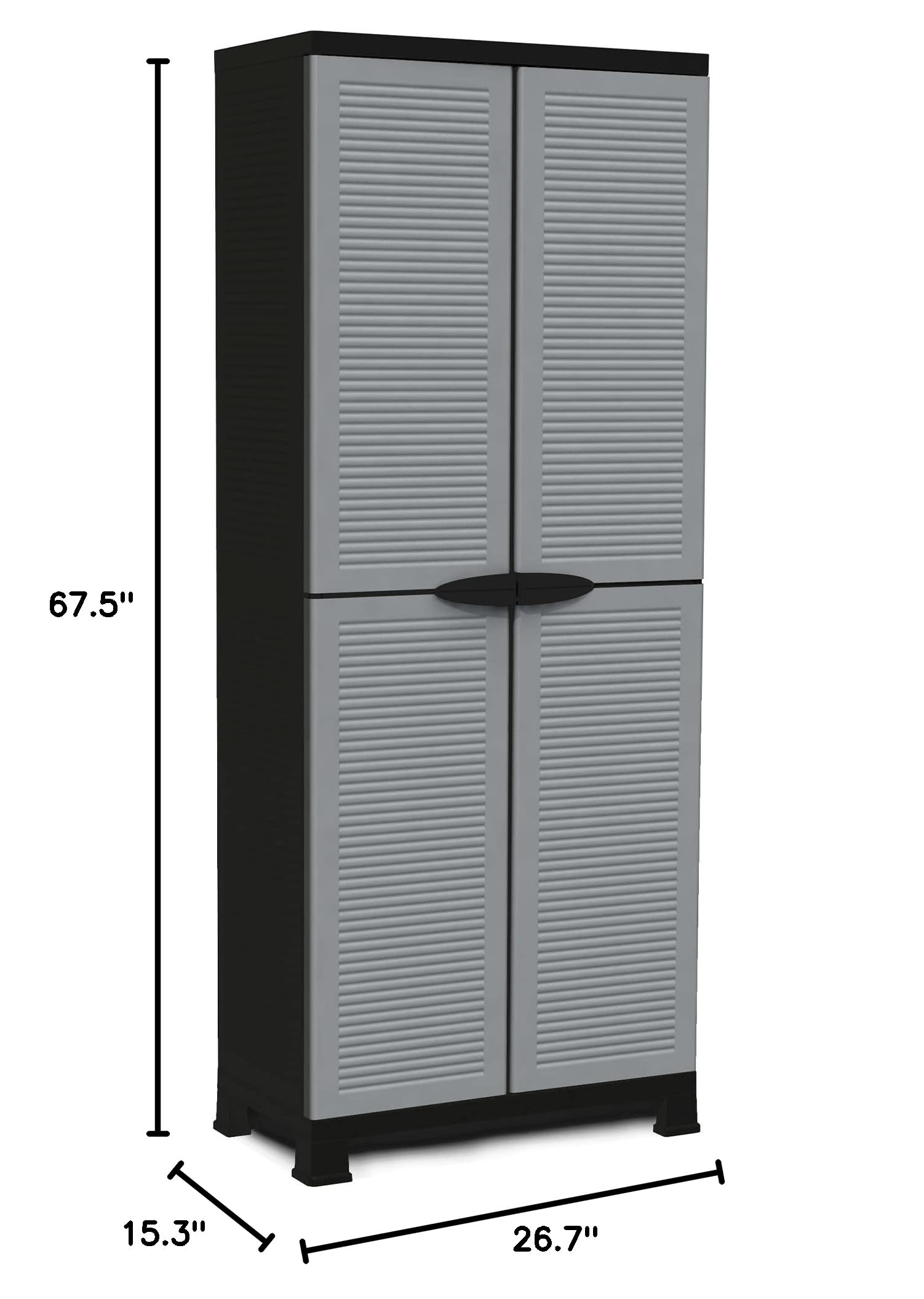 Ram Quality Products 3-Shelf Adjustable Tool Storage Cabinet with Lockable Doors - Heavy Duty Metal Utility Organizer for Garage, Workshop, Home & Outdoor Use - Gray