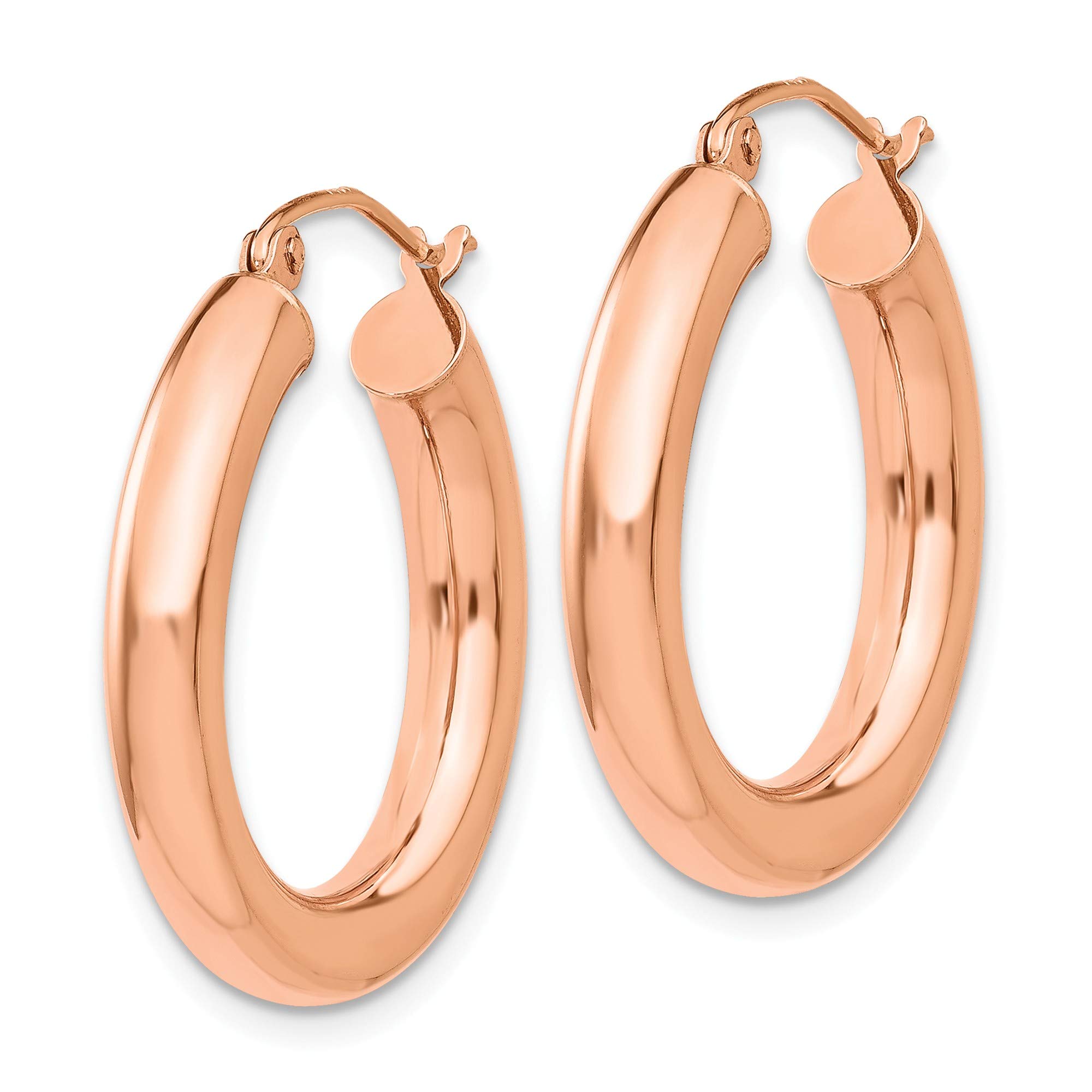 14K Rose Gold Polished 4mm Tube Hoop Earrings for Women - Hypoallergenic Dainty Everyday Jewelry - Perfect for Work, Date Night & Special Occasions