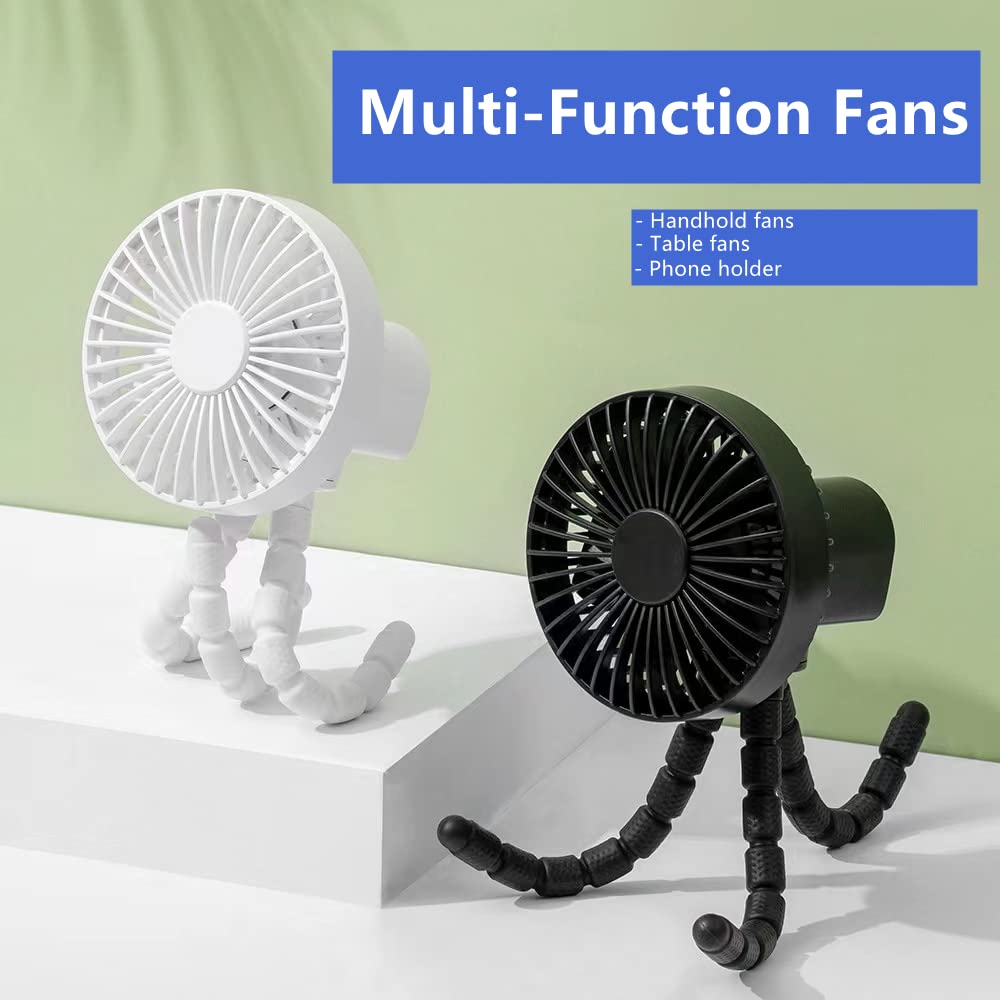 Mini Handheld Stroller Fan with Rechargeable Battery - Flexible Tripod Clip Fan, Quiet & Powerful Cooling - Portable USB Desk Fan for Golf Cart, Stroller, Car, Camping & Outdoor Activities (Pink)
