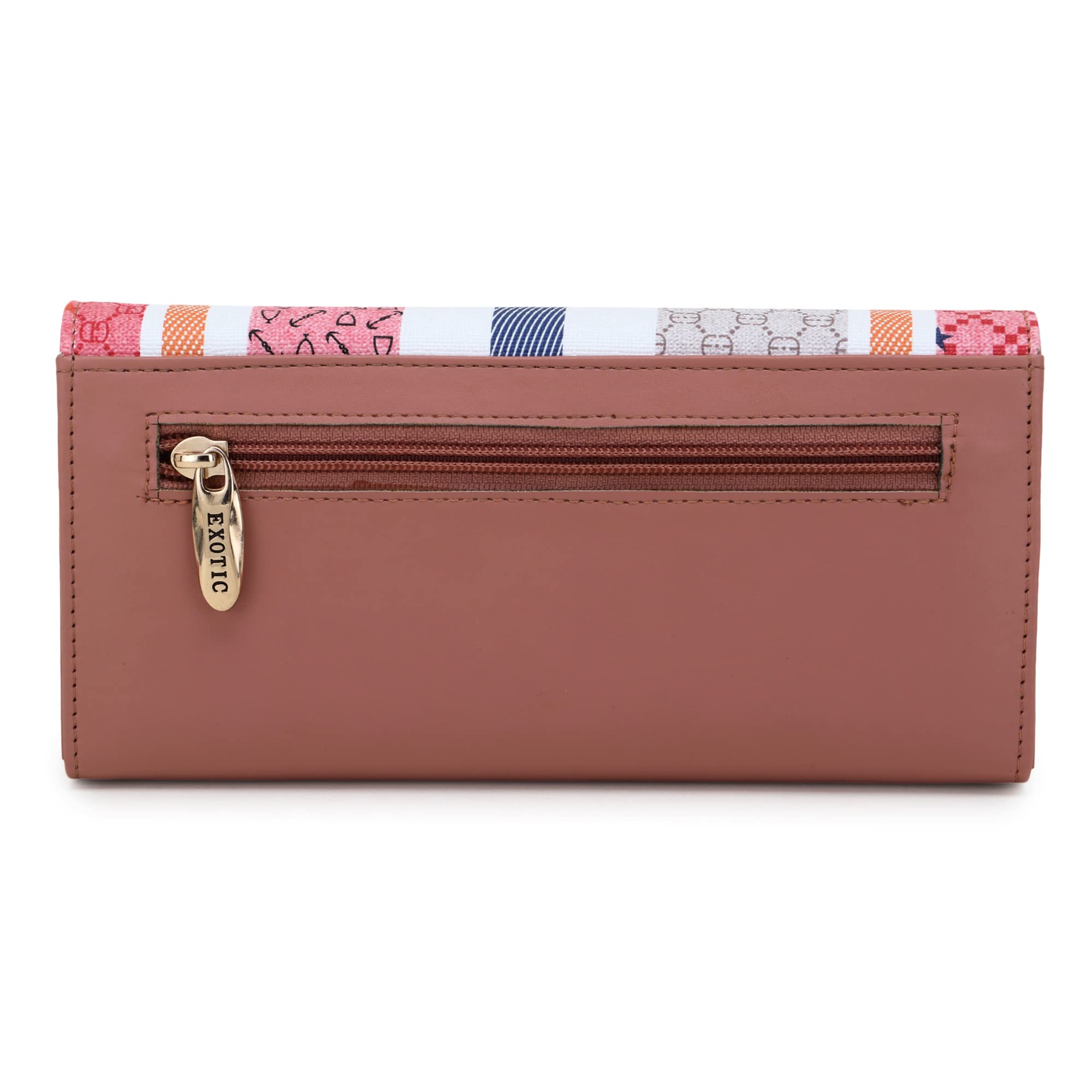 EXOTIC Polyurethane Women's Classic Wallet - Slim RFID Blocking Bifold Wallet with Multiple Card Slots (Peach) | Perfect for Everyday Use, Travel & Gift Giving