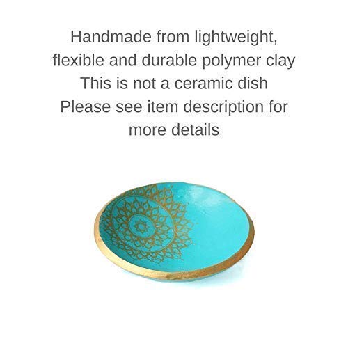 Turquoise Blue Trinket Dish or Ring Holder - Extra Small Home Decor for Jewelry Organization | Perfect Housewarming Gift for Women, Bridal Shower, and Bathroom Vanity