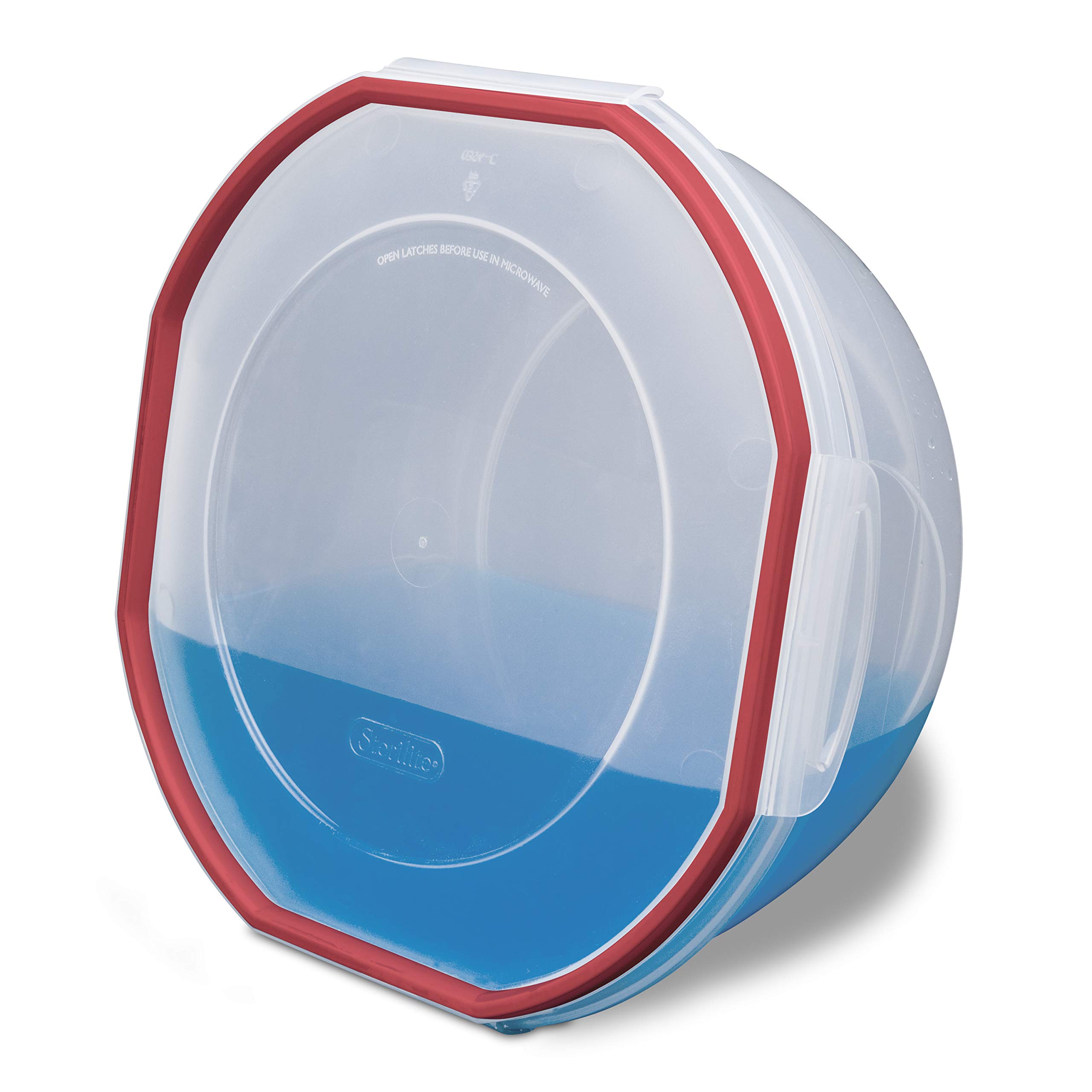 Sterilite Ultra-Seal 4.7 Quart Airtight Food Storage Containers with Latching Lids - 4-Pack Set of Clear Microwave & Dishwasher Safe Bowls with Red Gasket Seal | Perfect for Meal Prep, Leftovers, Pantry Organization & Freezer Storage