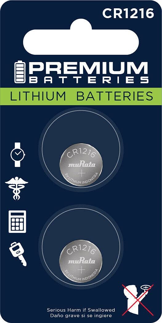 Premium Murata CR1216 Lithium 3V Coin Cell Battery - Japanese Engineered High Capacity (2 Pack) - Perfect for Watches, Calculators & Small Electronics