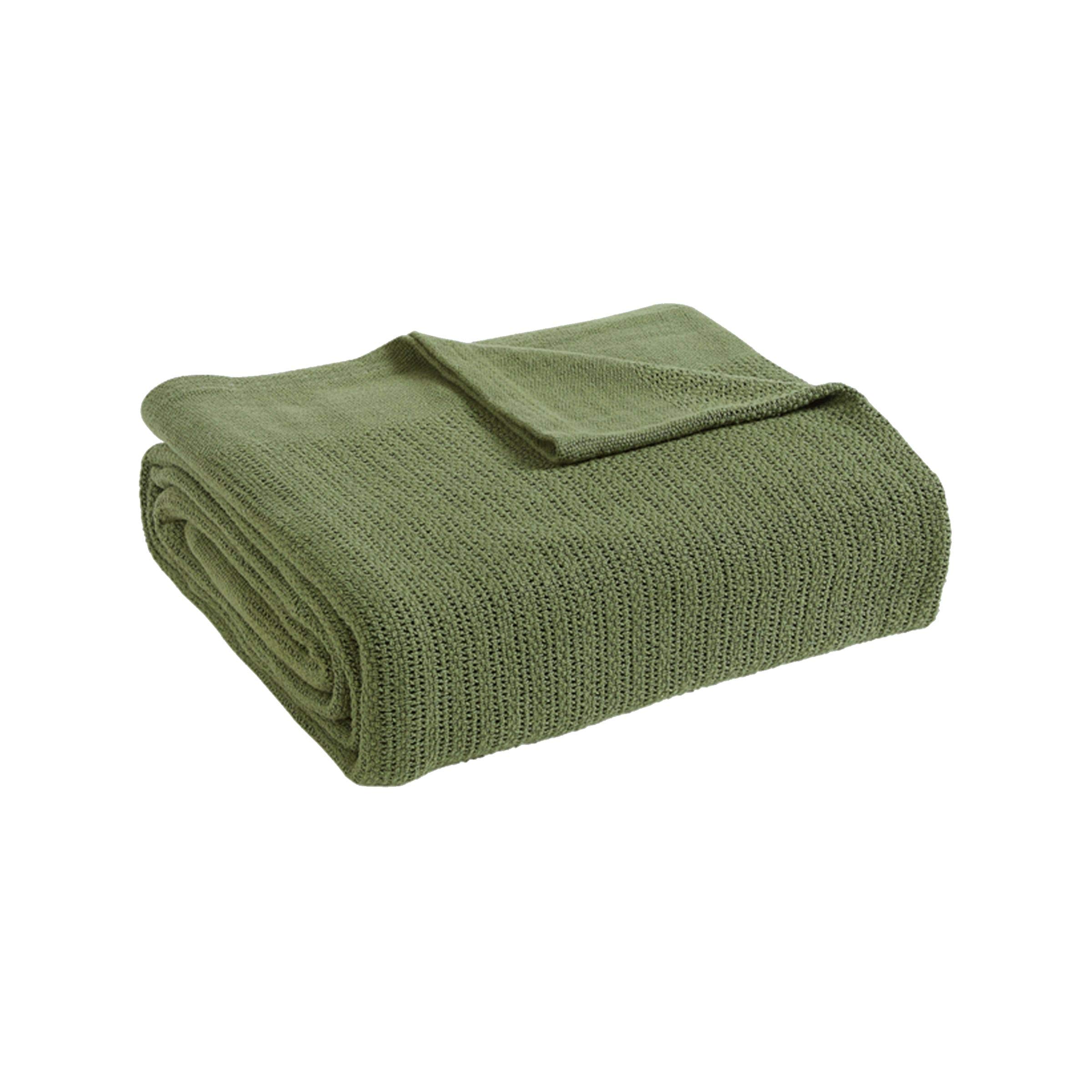 Premium King Size Fiesta Blanket - Ultra Soft Thermal Cotton Blanket for Bed, Couch & Travel (King, Sage Green) - Cozy & Warm for Winter Nights, Camping & Home Decor
