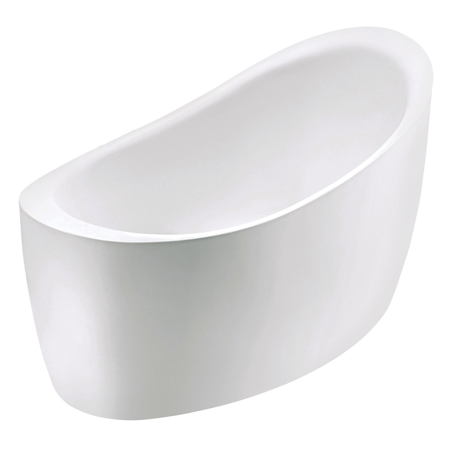 Aqua Eden 52 Inch Acrylic Oval Freestanding Bathtub with Drain & Built-in Seat - Glossy White Slipper Tub for Luxurious Bathroom Relaxation | Perfect for Spa-Like Experience at Home