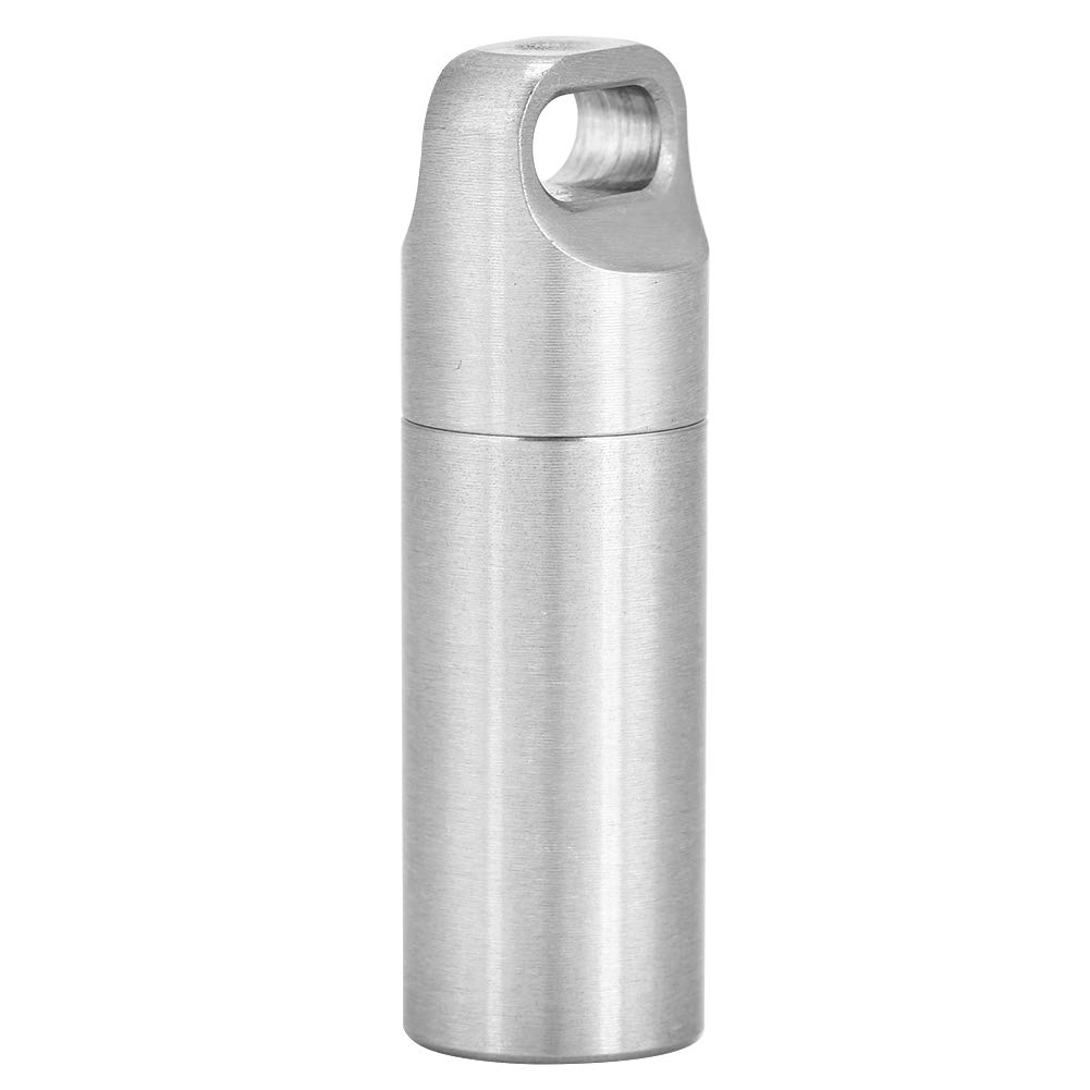VGEBY Stainless Steel Pill Box Keychain - Waterproof Portable Medicine Container for Travel, Camping & Daily Use - Compact Pill Organizer for Vitamins, Pills & Medication Storage