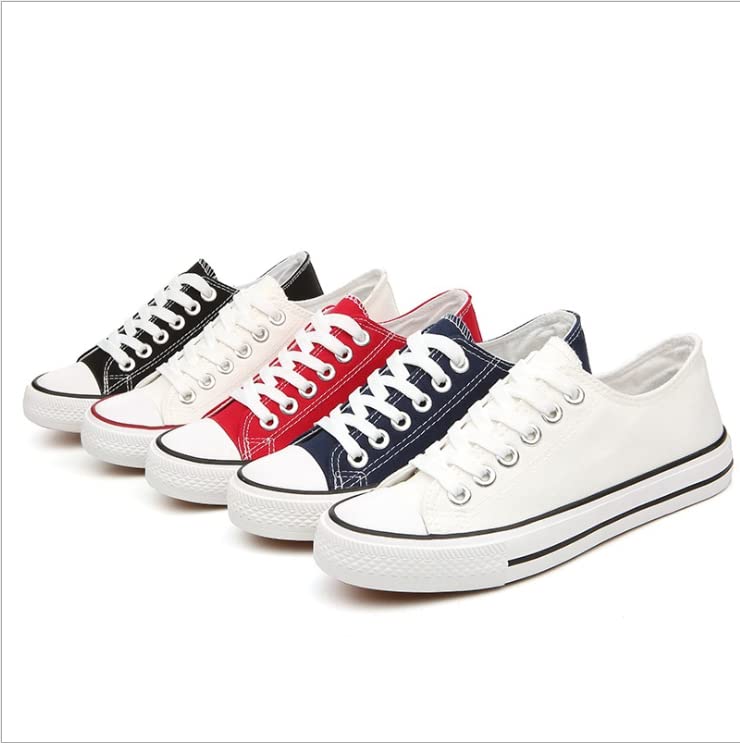 Style Spot Women's Canvas Sneakers - Lace Up Casual Flat Shoes for Walking, Gym & Everyday Wear | Lightweight Low Top Plimsoll Pumps | Comfortable Ladies Sports Trainers