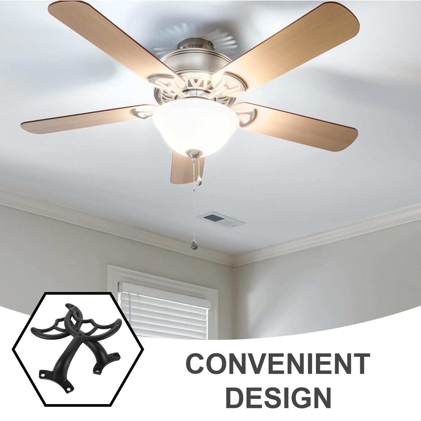 2Pcs Black Ceiling Fan Blades Replacement Arms - Durable Fan Blade Stabilizers for Worn Ceiling Fans | Perfect for Home, Office & Bedroom Cooling Systems