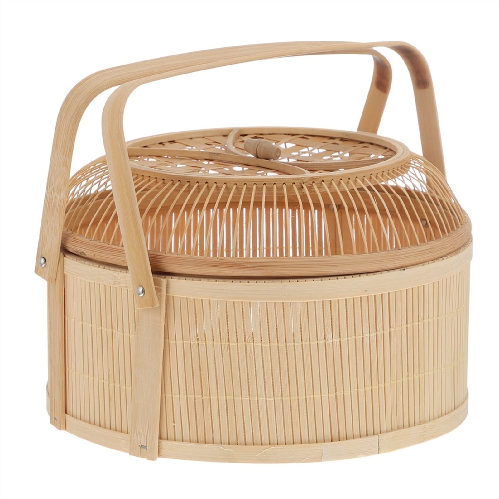 BZGKNUL Handmade Bamboo Basket - Eco-Friendly Hand-Woven Storage Basket for Fruits, Bread, Vegetables & Kitchen Organization - Perfect for Picnics, Home Decor & Gift Giving (24.5X24.5X21CM)