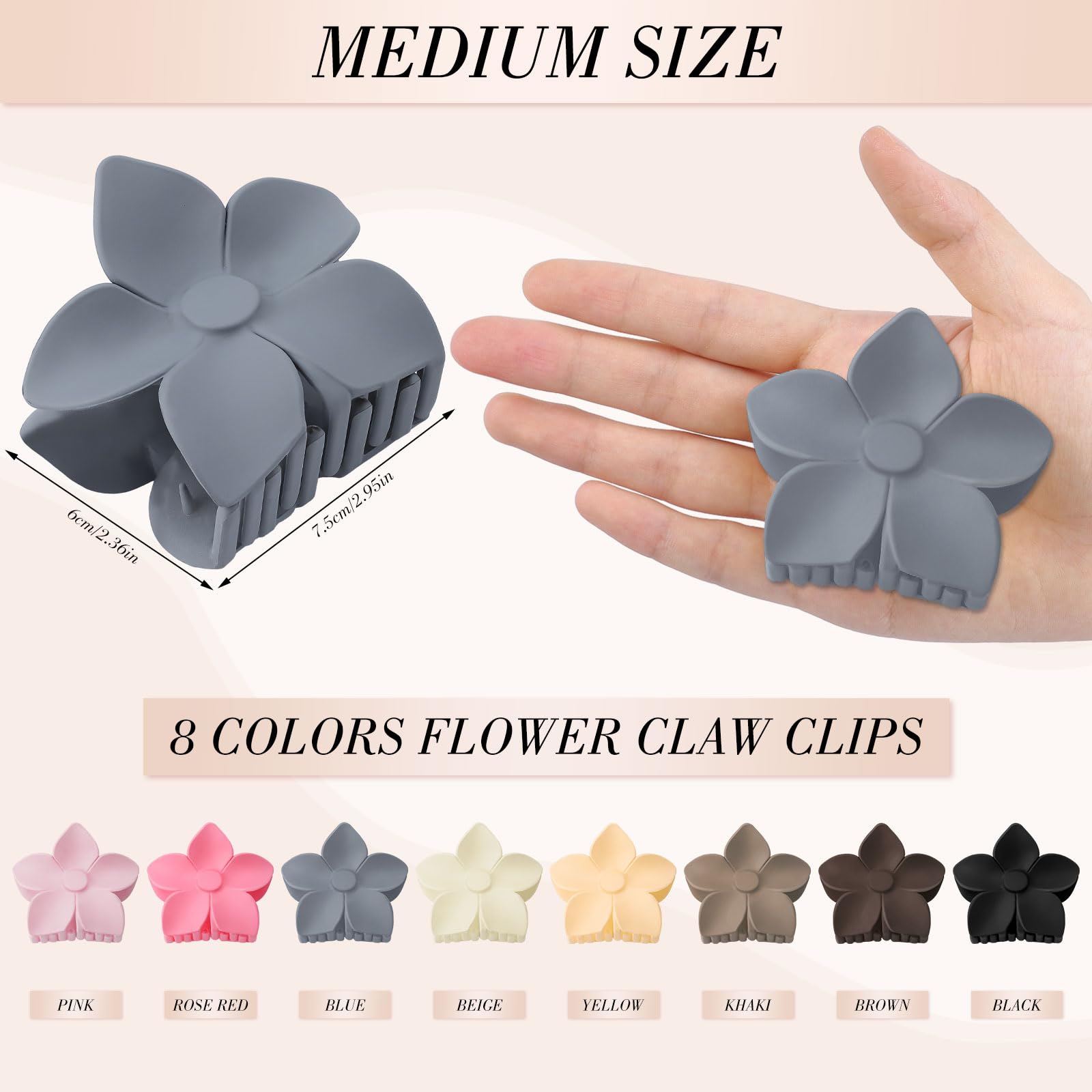 8 Pcs Hawaiian Hibiscus Flower Claw Clips for Women & Girls - Medium Hair Clips for Thin Hair, Boho Hair Accessories for Beach, Summer, Wedding & Party Hairstyles