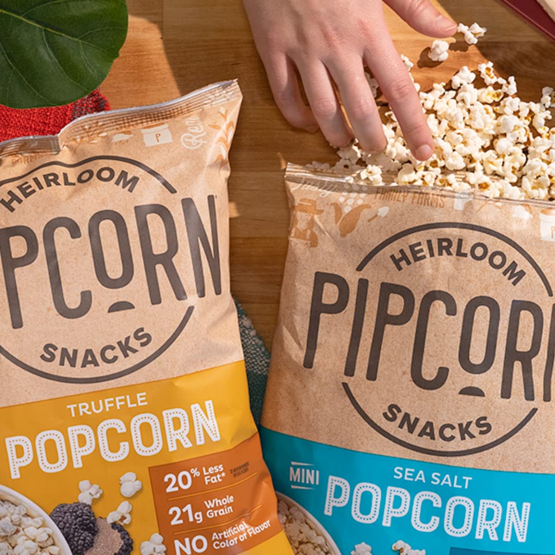 Pipcorn Heirloom Mini Popcorn Variety Pack - Sea Salt & Truffle (4.5oz, 6pk) | Gluten Free Healthy Snacks | Non-GMO Heirloom Corn | Perfect for Movie Nights, Office Snacks & School Lunches