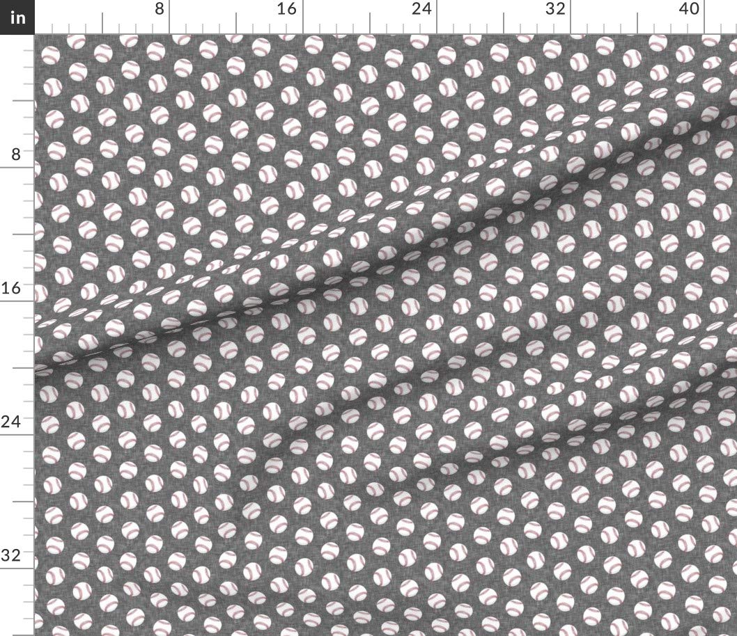 Baseball Game Printed Fabric by Spoonflower - Trendy Gray Baseballs Design on Petal Signature Cotton Fabric by The Yard for Sewing, Quilting, Apparel & DIY Crafts - Perfect for Sports-Themed Home Decor, Spring Projects & Fan Gifts