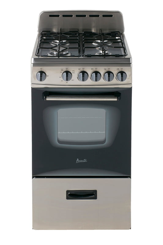 Avanti GR2013CSS 20-Inch Gas Range with 4 Sealed Burners - Perfect for Small Kitchens, Apartments & RVs - Stainless Steel Finish, Oven & Broiler