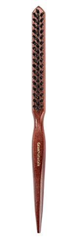 GranNaturals Boar Bristle Teasing Hair Brush for Women - Volumizing Comb with Rat Tail Pick for Sectioning, Edge Control & Smoothing - Perfect for Backcombing, Styling Fine Hair & Creating Volume at Home or Salon