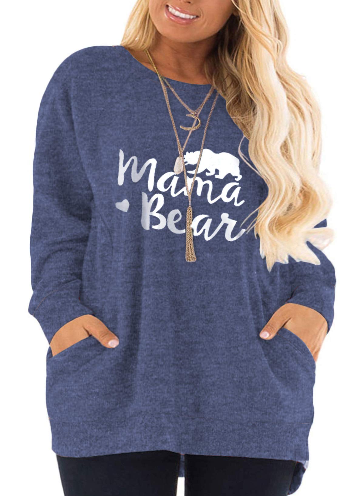 DOLNINE Women's Plus Size Color Block Sweatshirt - Long Sleeve Pocket Pullover Top for Casual Wear, Lounge & Outdoor Activities