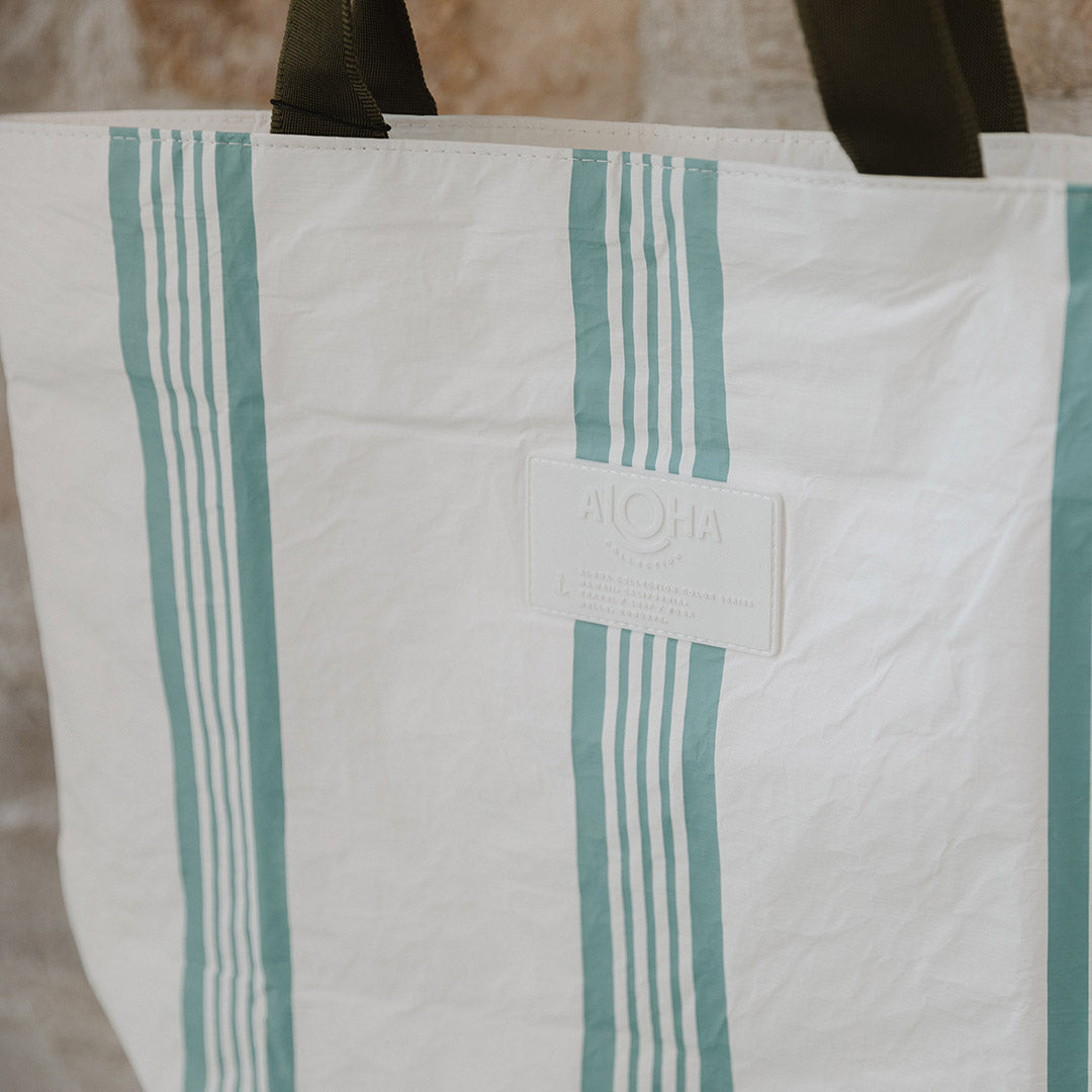 Aloha Linen Stripe Day Tripper Tote Bag - Lightweight Beach Bag for Women, Summer Vacation, Shopping & Travel Accessories | Perfect for Beach Outings, Picnics & Daily Use