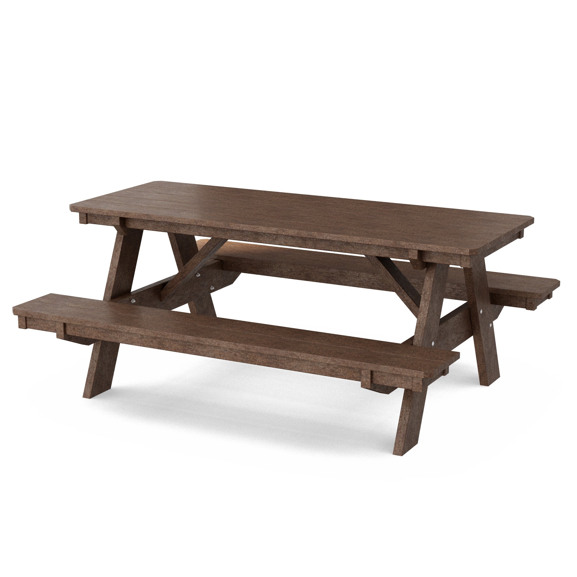 Heritage 72 Inch Outdoor Picnic Table with Attached Benches - Durable All-Weather Patio Furniture for Backyard, Garden, and Park Gatherings