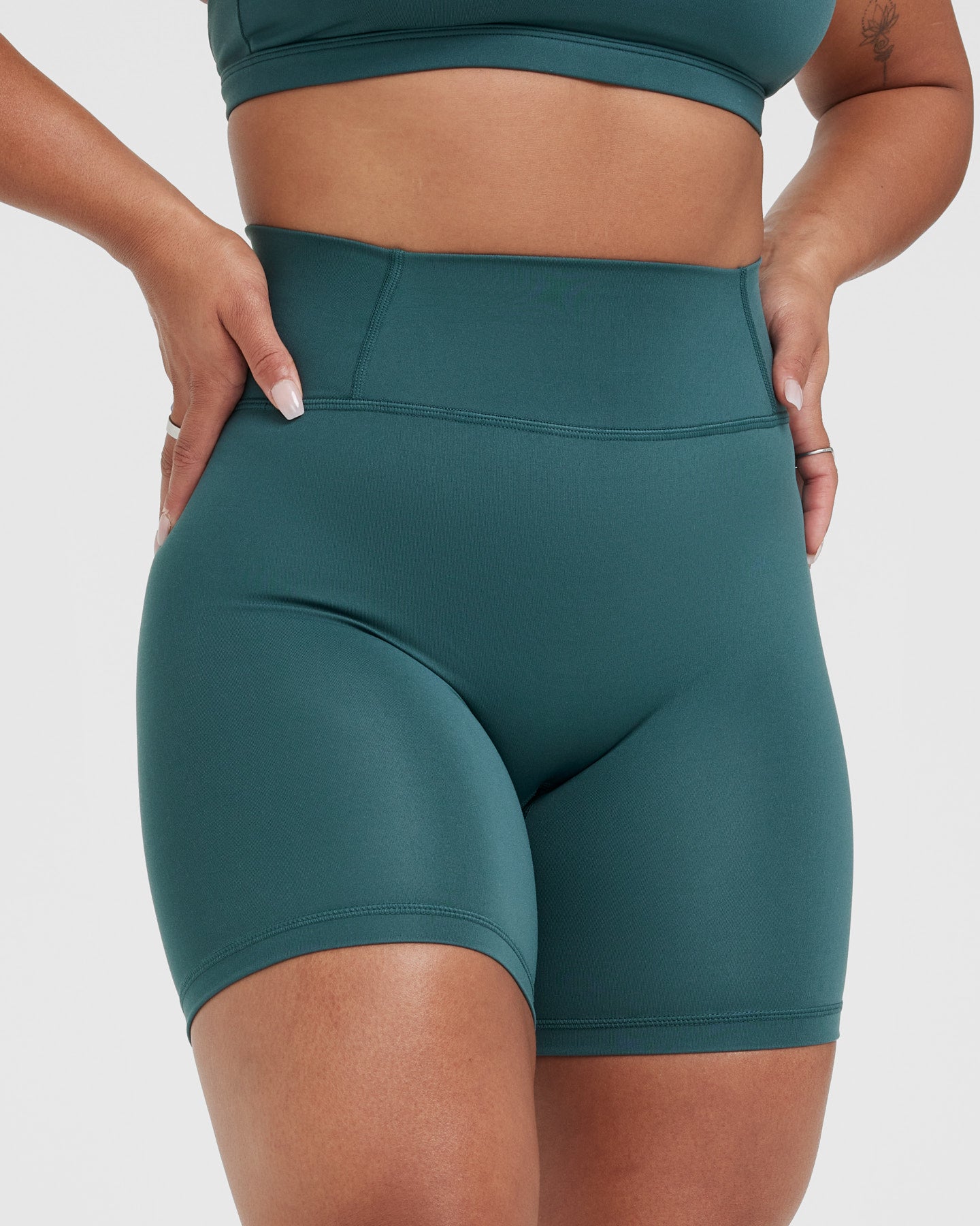 Timeless High Waisted Denim Shorts for Women - 6 Inch Inseam | Marine Teal Color | Perfect for Summer Outfits, Beach Vacations & Casual Wear
