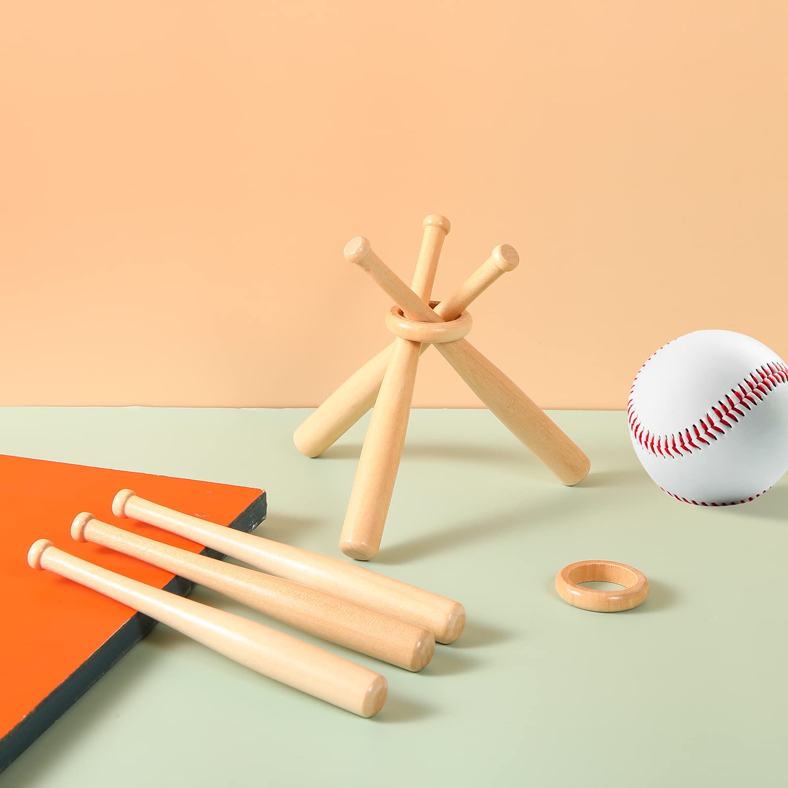 Mudder 20-Pack Wooden Baseball Bat Display Stand - 3-Pack Baseball Holders for Ball Display - Perfect for Sports Lover Tables, Man Caves, and Baseball Memorabilia Collections