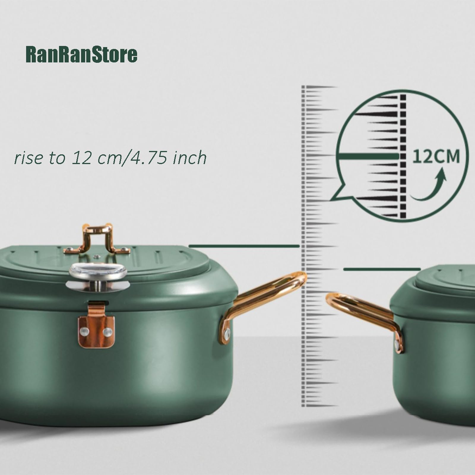 Japanese Tempura Deep Fryer Pot with Fahrenheit Thermometer - 2.3L Nonstick Carbon Steel Oil Fryer for Tempura, Chicken, Fish & Shrimp - Easy to Clean Green Frying Pan (8.2 Inch) - Perfect for Home Cooking, Restaurant Use & Party Snacks