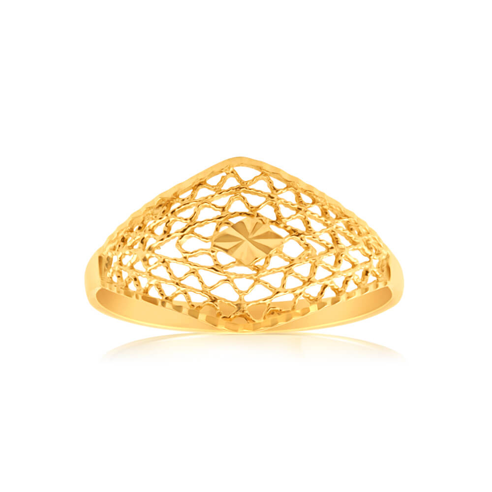9ct Yellow Gold Alluring Ring for Women - Elegant Dainty Stackable Band - Perfect for Engagement, Wedding, Anniversary & Everyday Wear