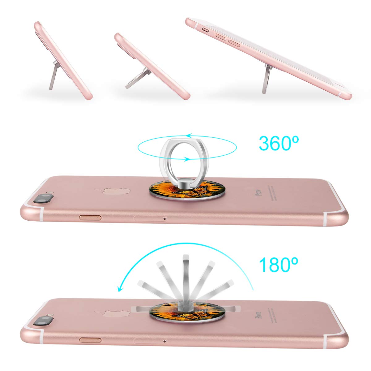 Bonoma 3 Pack Sunflower Phone Ring Holder - 360° Rotating Universal Grip Stand for iPhone, Samsung & Tablets | Perfect for Selfies, Video Calls & Hands-Free Viewing