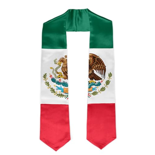 Mexico Flag Graduation Stole Unisex Mexican Graduation Sash Honor Stole for Graduation Students, 72 Inch