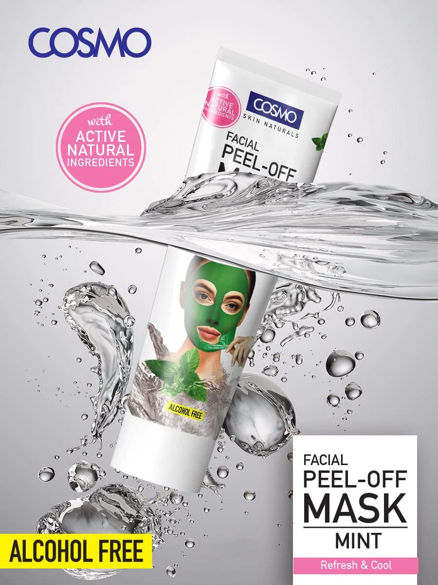 Cosmo Bath & Body Wash Facial Peel Off Mask - Mint Refresh Cool 75ml | Alcohol-Free Deep Skin Purifying | Blackhead & Whitehead Remover | Face & Body Care for Men & Women | Perfect for Spa Days & Post-Workout Refreshment