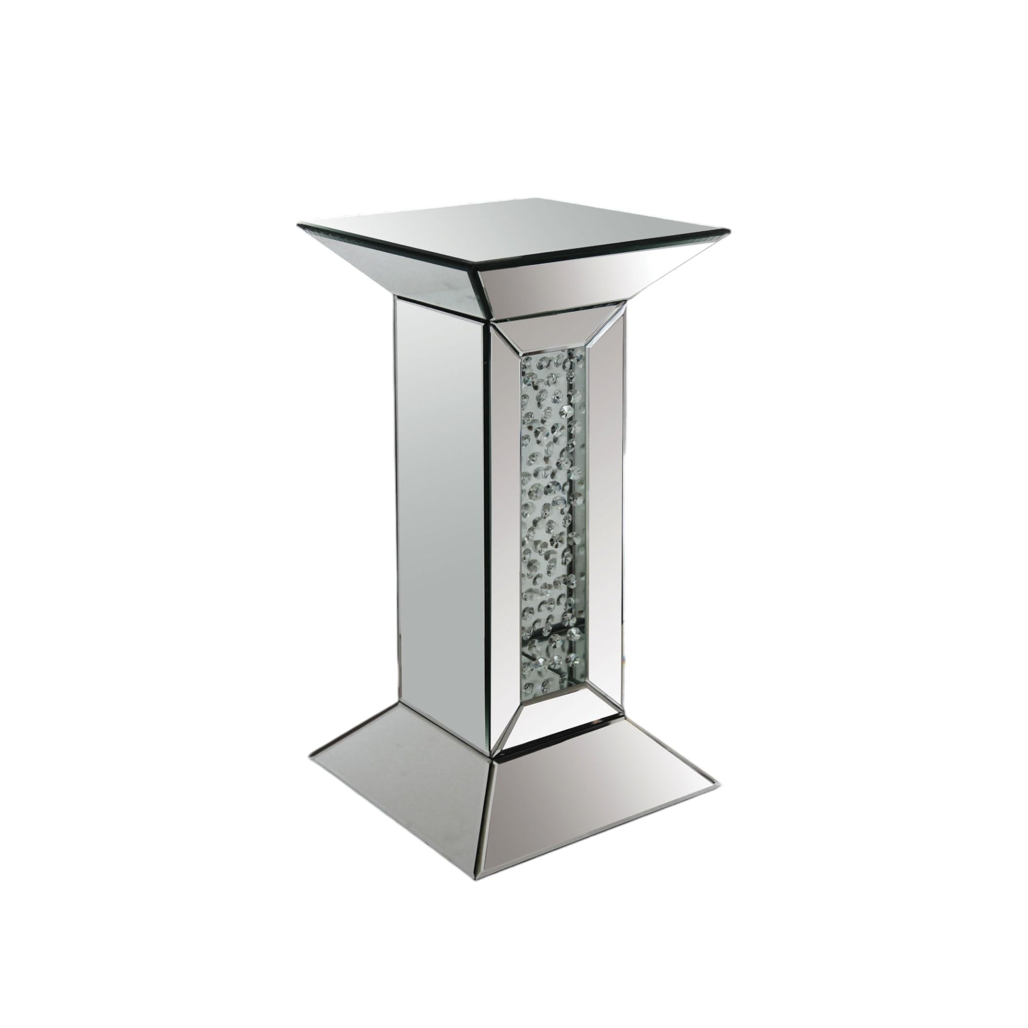 ACME Furniture St Nysa Mirrored Pedestal Stand - Elegant Display Stand for Home Decor, Jewelry & Collectibles | Perfect for Living Room, Bedroom or Entryway
