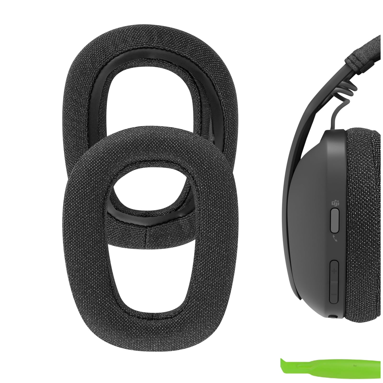 Geekria Replacement Ear Pads for Logitech Zone Vibe 100 Headphones - Comfort Mesh Fabric Ear Cushions - Black Repair Parts - Perfect for Office, Gaming & Travel Use