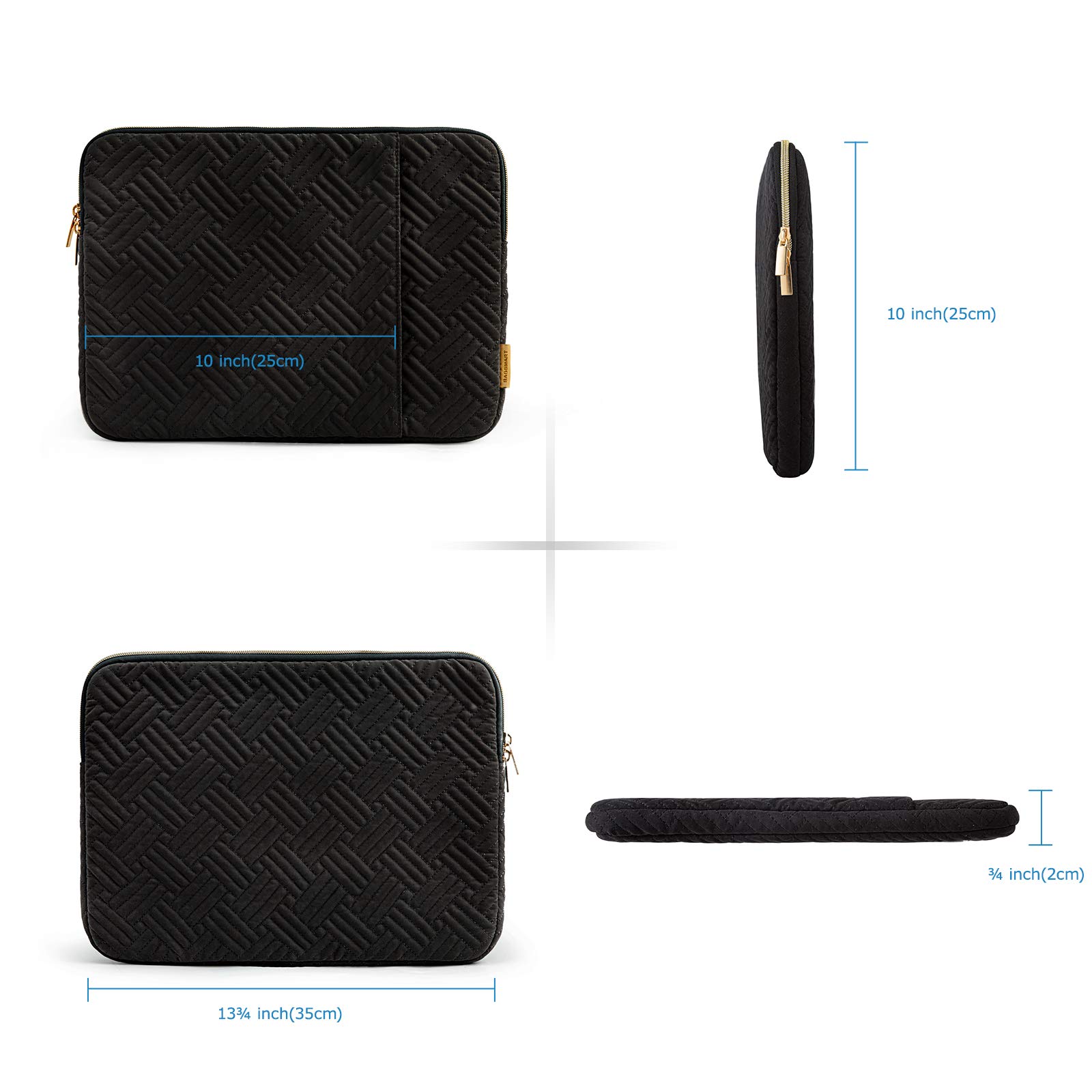 BAGSMART 13-13.3 Inch Laptop Sleeve Case for MacBook Air/Pro 14 Inch - Waterproof Protective Notebook Cover with Pocket (Black) - Perfect for Work, Travel & School