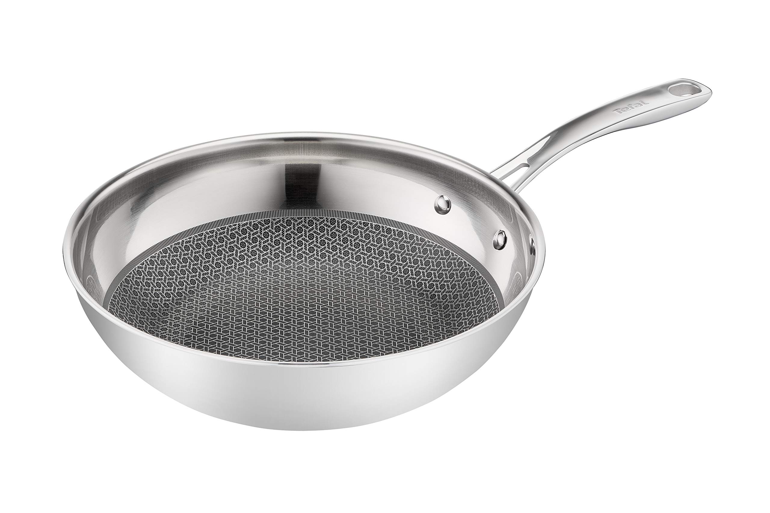 Tefal E49716 Eternal Mesh Non-Stick Wok Pan - 12.5 Inch Stir Fry Pan for Asian Cooking, Sauteing & Deep Frying - Induction Compatible Cookware