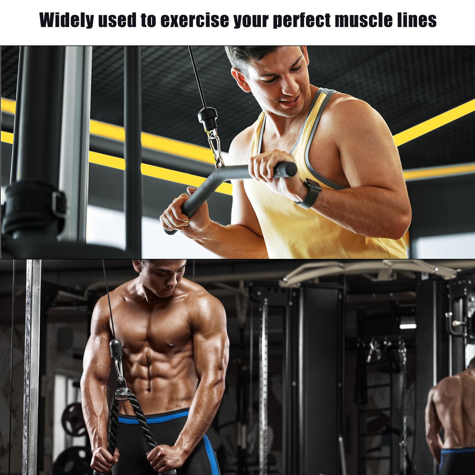196in Heavy Duty Fitness Pulley Cable System - 5mm Thick Adjustable Steel Wire Rope for Home Gym Equipment & Pulley Machine Accessories - Perfect for Strength Training, CrossFit, and Home Workouts