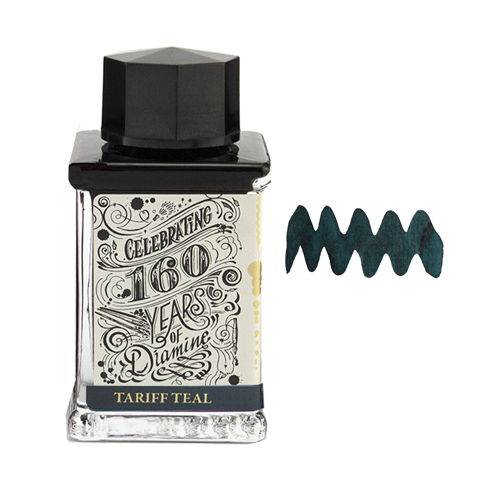 Diamine 160th Anniversary Tariff Teal Fountain Pen Ink - 75 mL Bottle for Calligraphy, Journaling & Letter Writing
