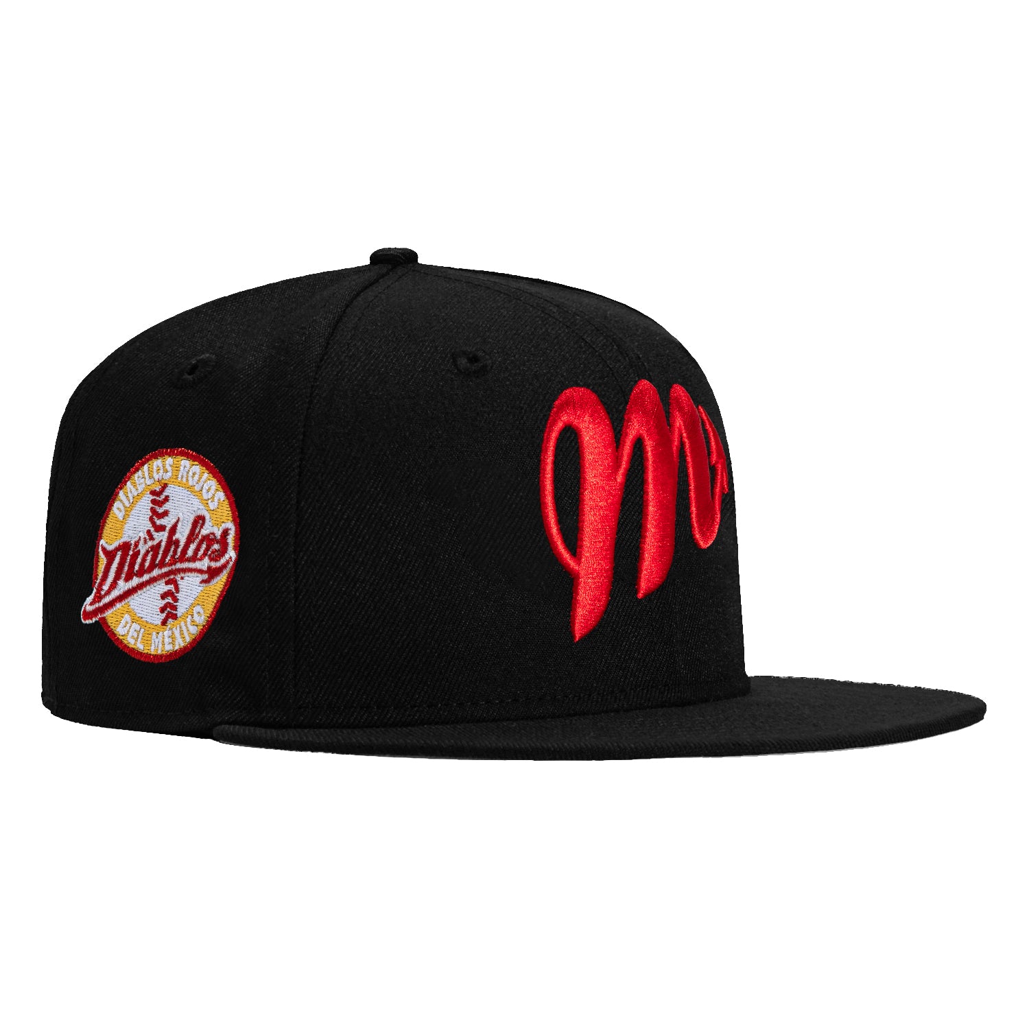 New Era 59Fifty Diablos Rojos de Mexico Baseball Cap with Club Patch - Black & Red Adjustable Snapback Hat for Fans, Streetwear & Sports Events