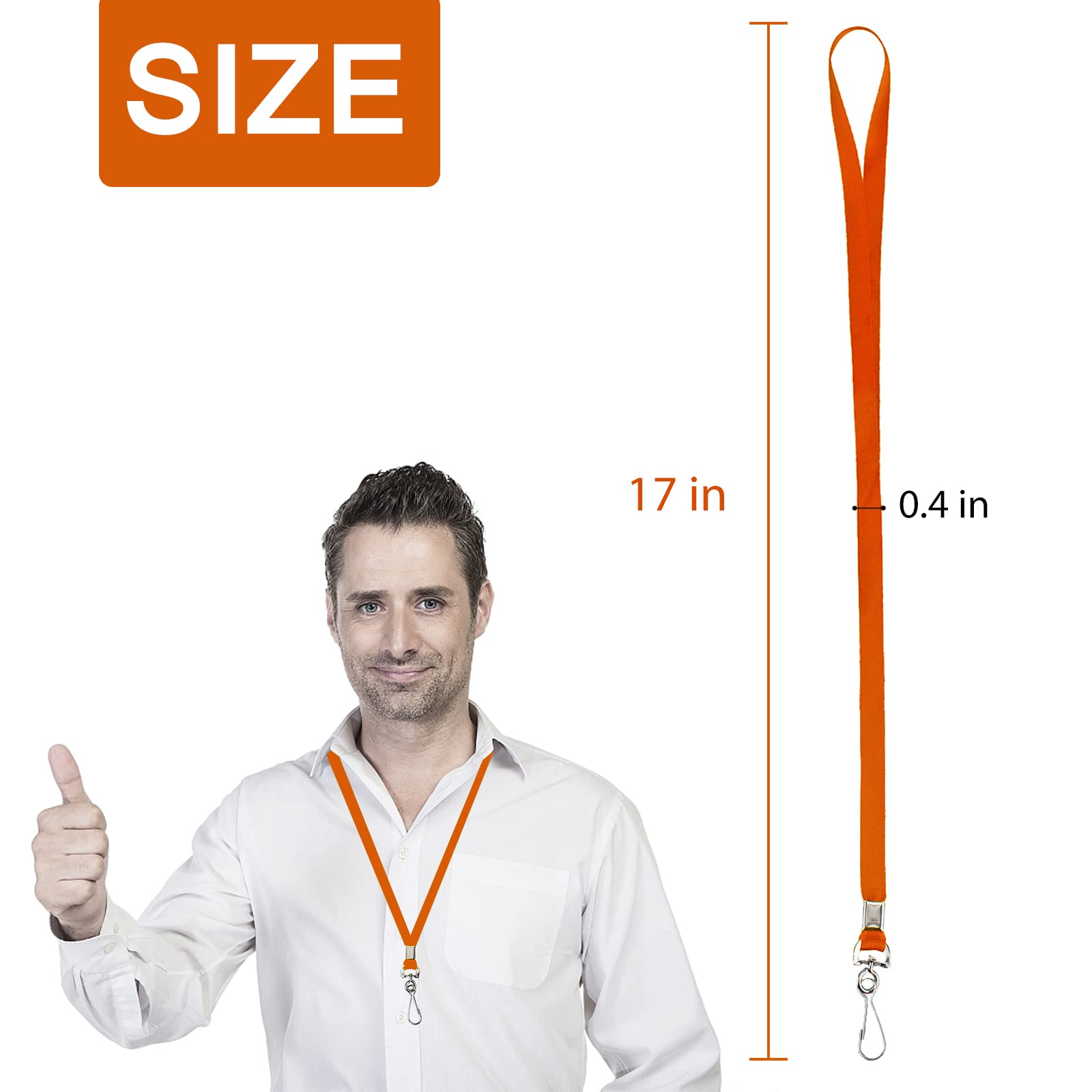 Orange Lanyards Bulk 50 Packs with Swivel Hook - ID Badge Holders for Work & Events