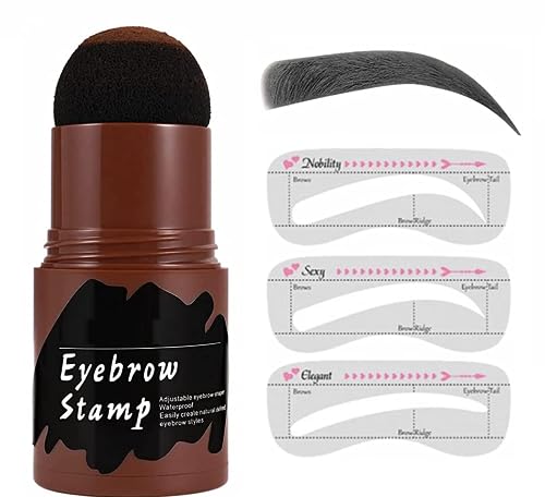 Rsentera Eyebrow Shaper Kit - Eyebrow Stamp & Stencil Set with Mascara Brush (Black) | 3 Reusable Stencils, Easy DIY Brow Shaping | Perfect for Beginners, Salon-Like Results at Home