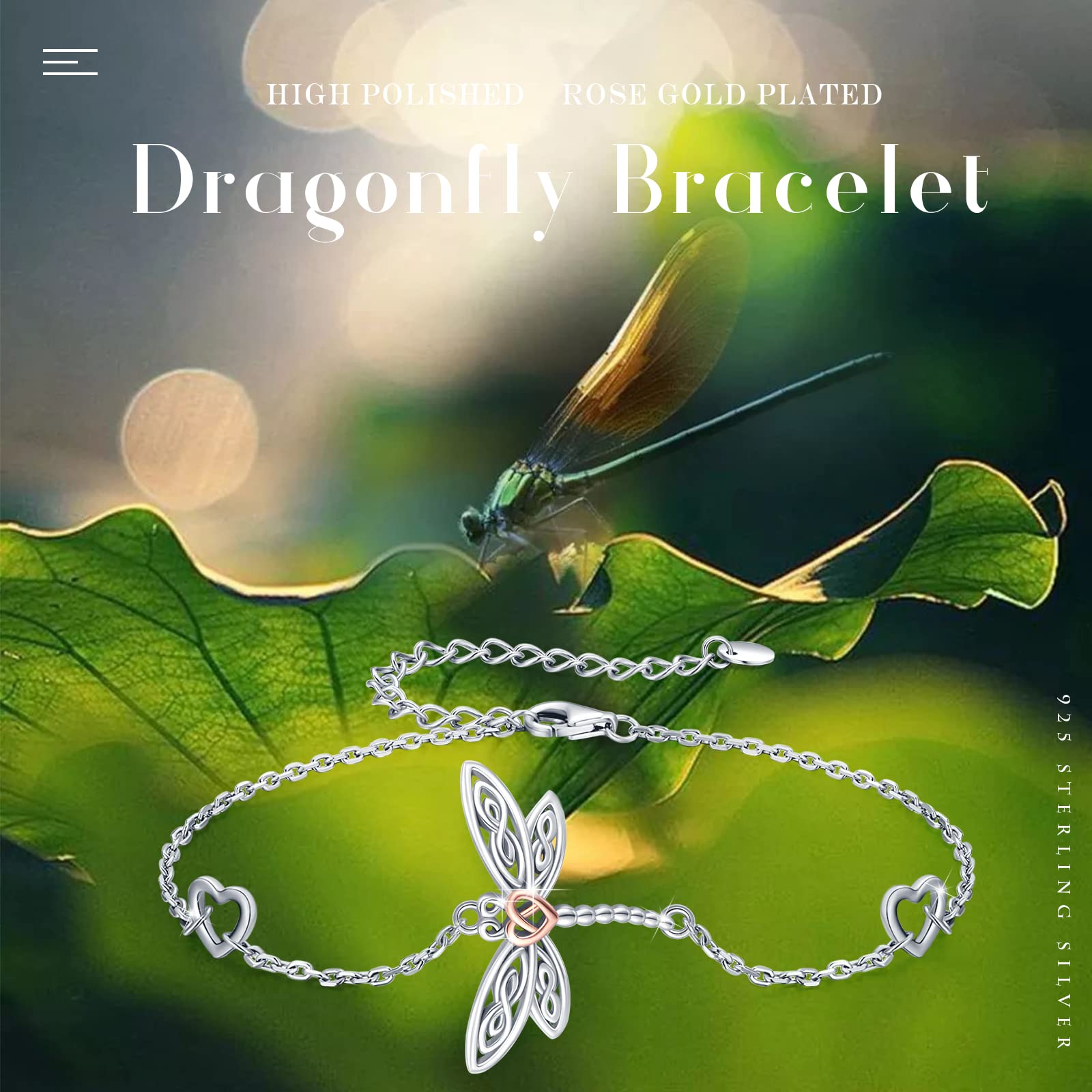MEDWISE 925 Sterling Silver Celtic Dragonfly Bracelet for Women - Elegant Dragonfly Jewelry for Teens, Mom & Daughter - Perfect Christmas Gift for Her - Ideal for Everyday Wear, Special Occasions & Birthday Presents
