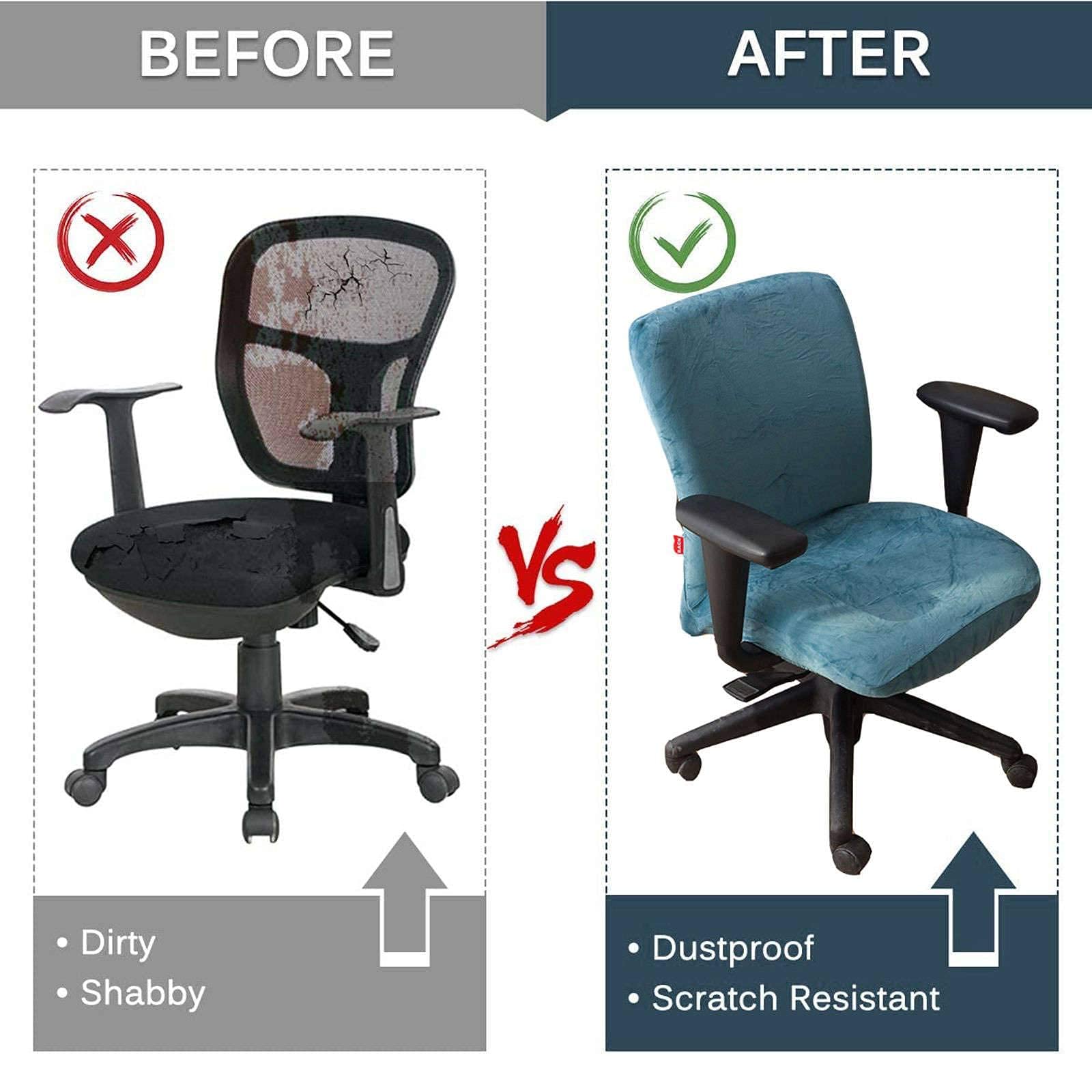 Velvet Office Chair Covers - Stretchable Computer Desk Chair Slipcovers for Swivel Chairs, Soft Washable Protector for Boss Chairs (Brown) | Perfect for Home Office, Gaming Setup & Conference Rooms