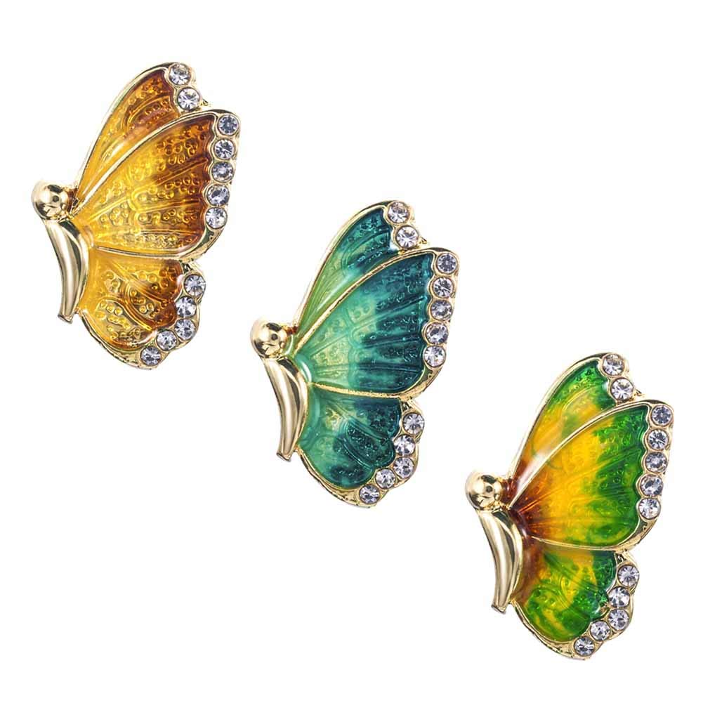 Elegant Rhinestone Butterfly Stud Earrings for Women - Colorful Enamel Charm Jewelry - Perfect for Parties, Weddings & Everyday Wear