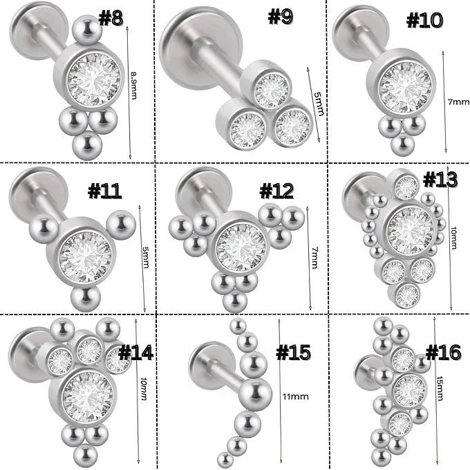 16G Titanium Flat Back Lip Studs for Piercing | DL045 | Hypoallergenic Body Jewelry for Sensitive Skin | Perfect for Everyday Wear and Special Occasions