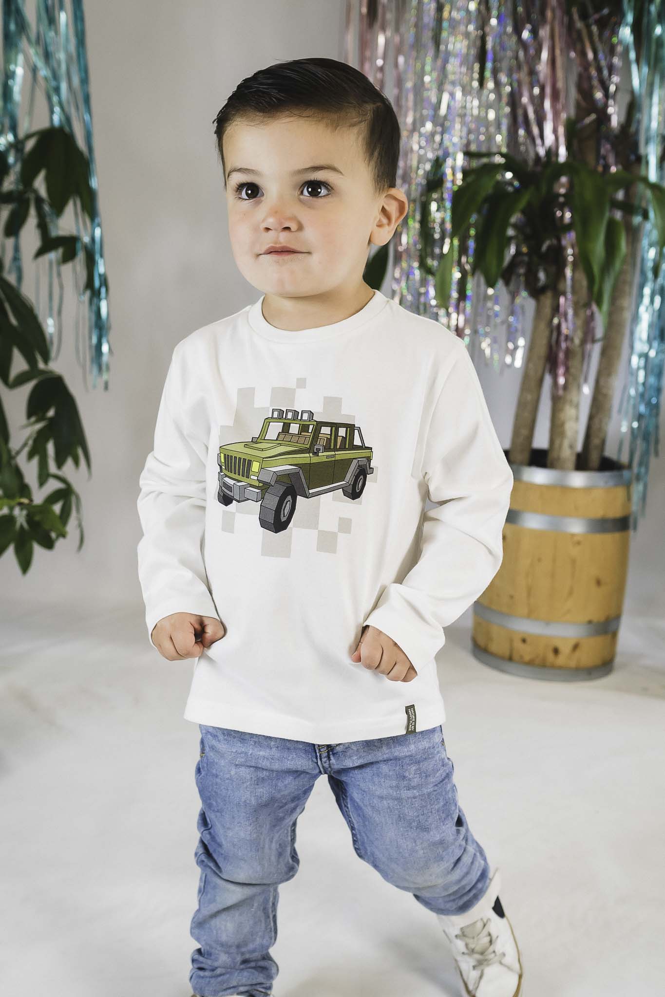 Boys' Long Sleeve Car Print Shirt for Toddlers - Comfortable Cotton Top for Playdates & Outdoor Adventures