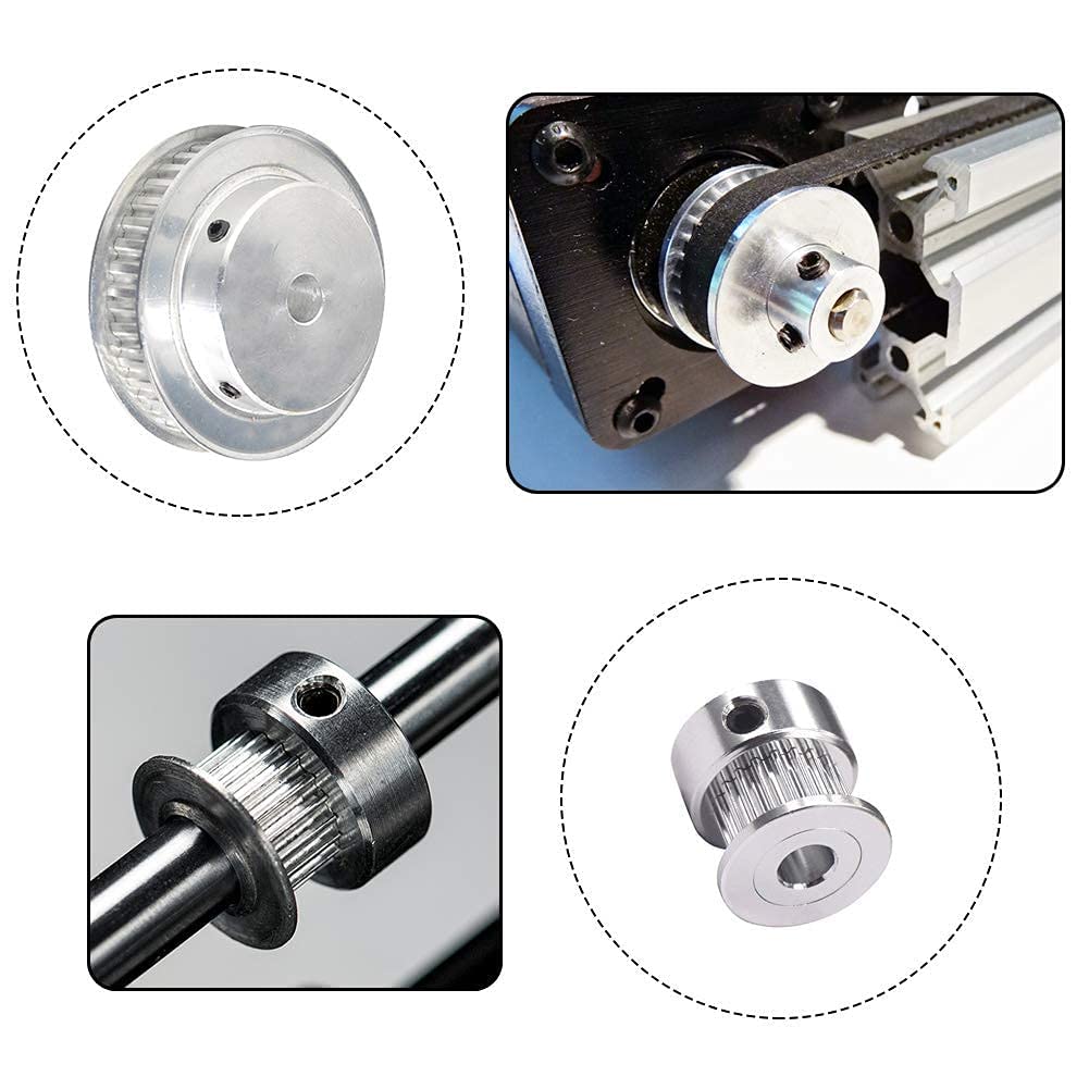 Heyiarbeit 2-Pack Aluminum Alloy Timing Belt Pulley - 31 Teeth, 8mm Bore, Flange Synchronous Wheel for 11mm Belt | Compatible with 3D Printers & CNC Machines | Perfect for DIY Repairs and Industrial Automation Projects