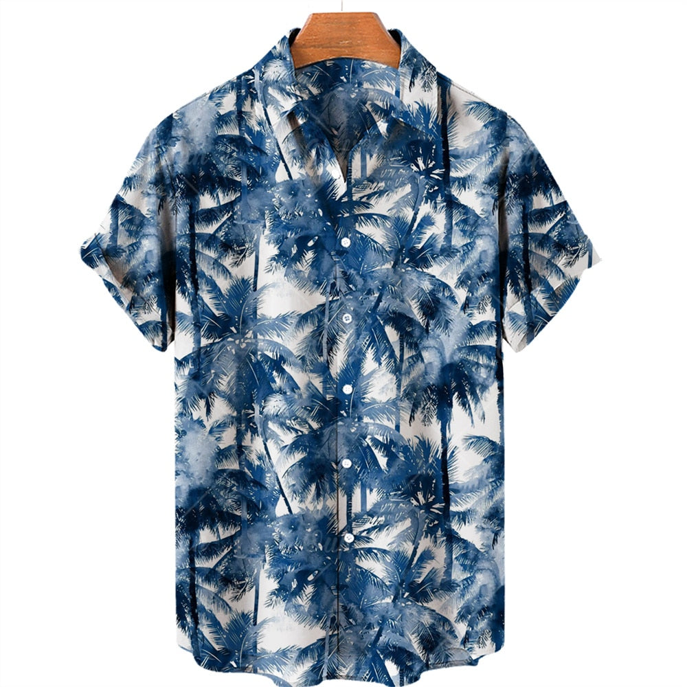 AntoniosClothing Men's Hawaiian Summer Short Sleeve Shirt - Tropical Floral Print Casual Button Up Shirt for Beach Vacation, Luau Party & Summer Outings
