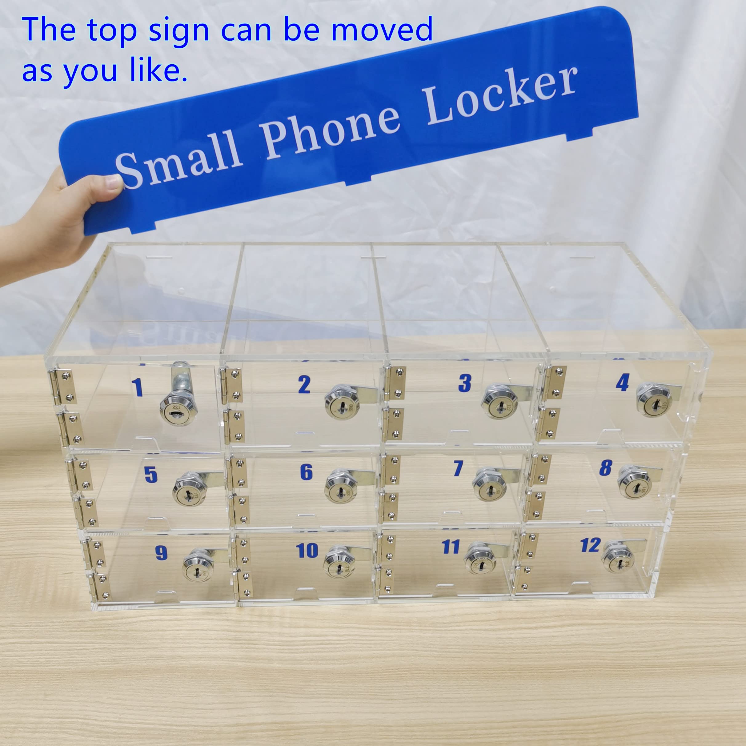 12-Grid Clear Cell Phone Holder & Desktop Organizer - Wall Mounted or Desktop Key Holder for Classroom, Office, School - Perfect for Phone Storage, Key Organization, and Workspace Decluttering