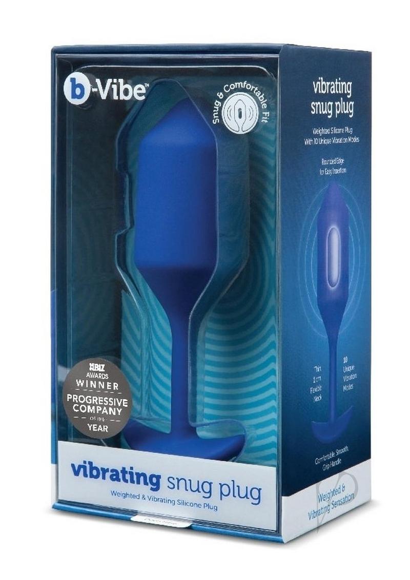 B Vibe Vibrating Snug Plug 4 - Rechargeable Silicone Anal Plug for Men & Women - Navy Blue - Perfect for Couples Play & Solo Pleasure