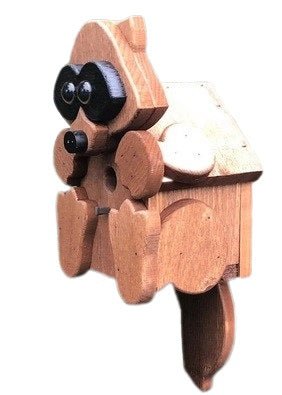 Handmade Rustic Raccoon Birdhouse - Amish Crafted Mushroom-Shaped Wooden Bird House for Garden Decor & Wildlife Habitat